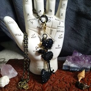 Betsy Johnson Black Heart Charm Necklace